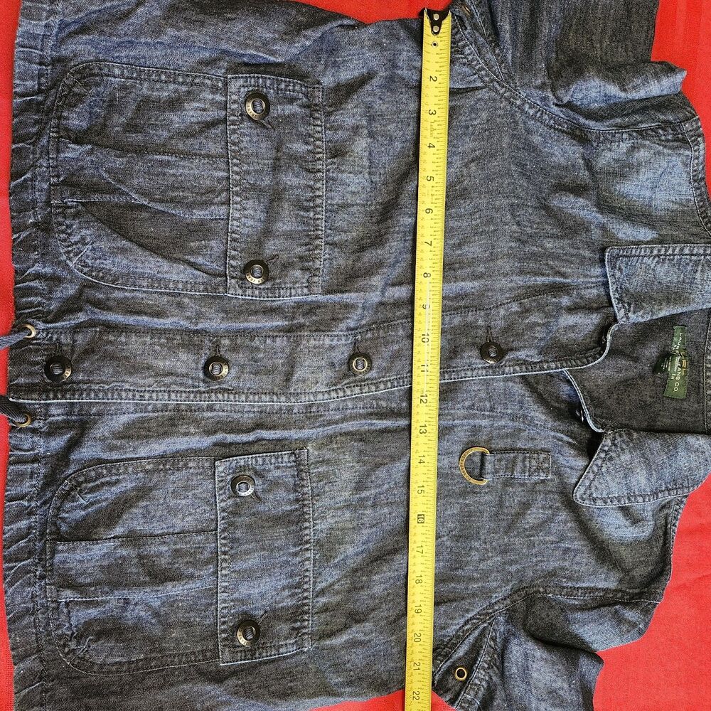 Lauren Jeans Co Ralph Lauren Denim Jacket L Cotton Linen Drawstring Blue - Picture 7 of 12